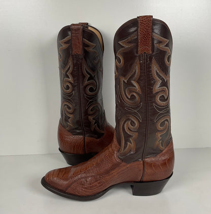 Vintage Panhandle Slim Ostrich Leg Cowboy Boots | Exotic | Brown | Men’s 8 D