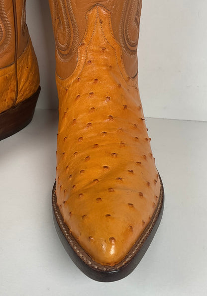 Full Quill Ostrich Cowboy Boots | Exotic | Custom | Butterscotch | Men’s 10 E