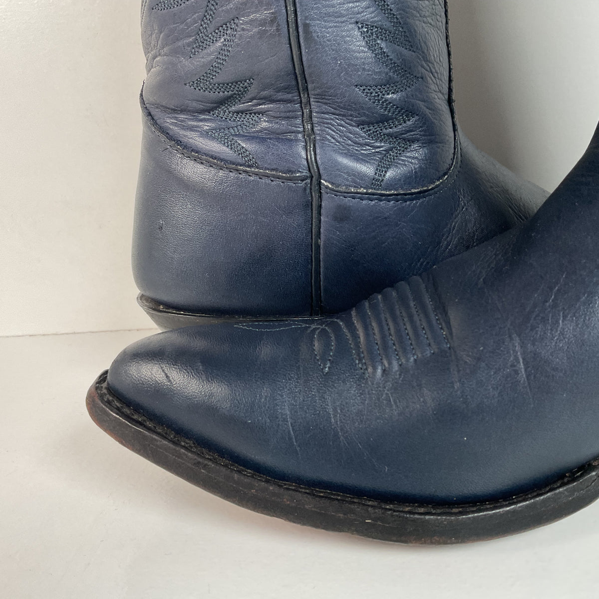 Vintage Nocona Deertan Cowboy Boots | USA Made | Blue | Men’s 7.5 | Women’s 8.5