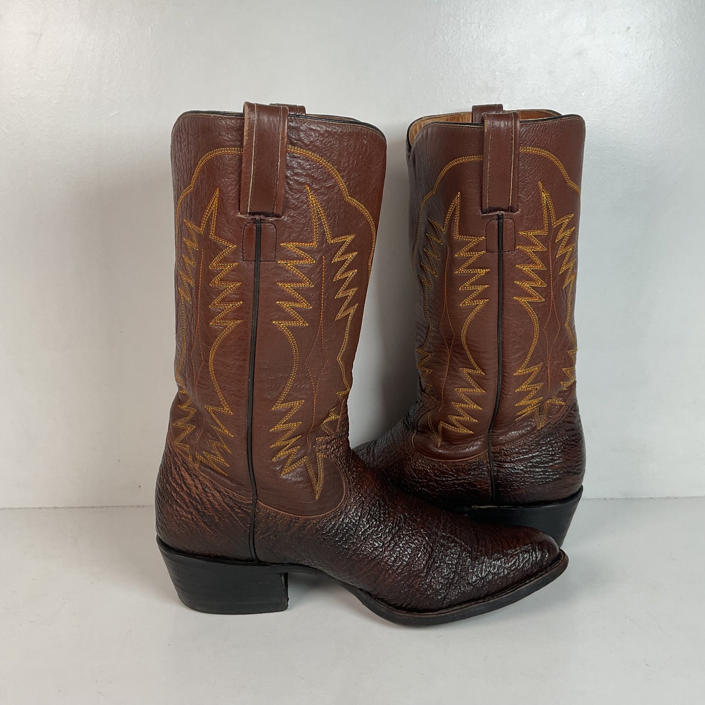 Vintage Brown Shark Skin Cowboy Boots 10 D Exotic