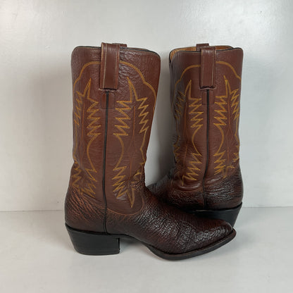 Vintage Brown Shark Skin Cowboy Boots 10 D Exotic