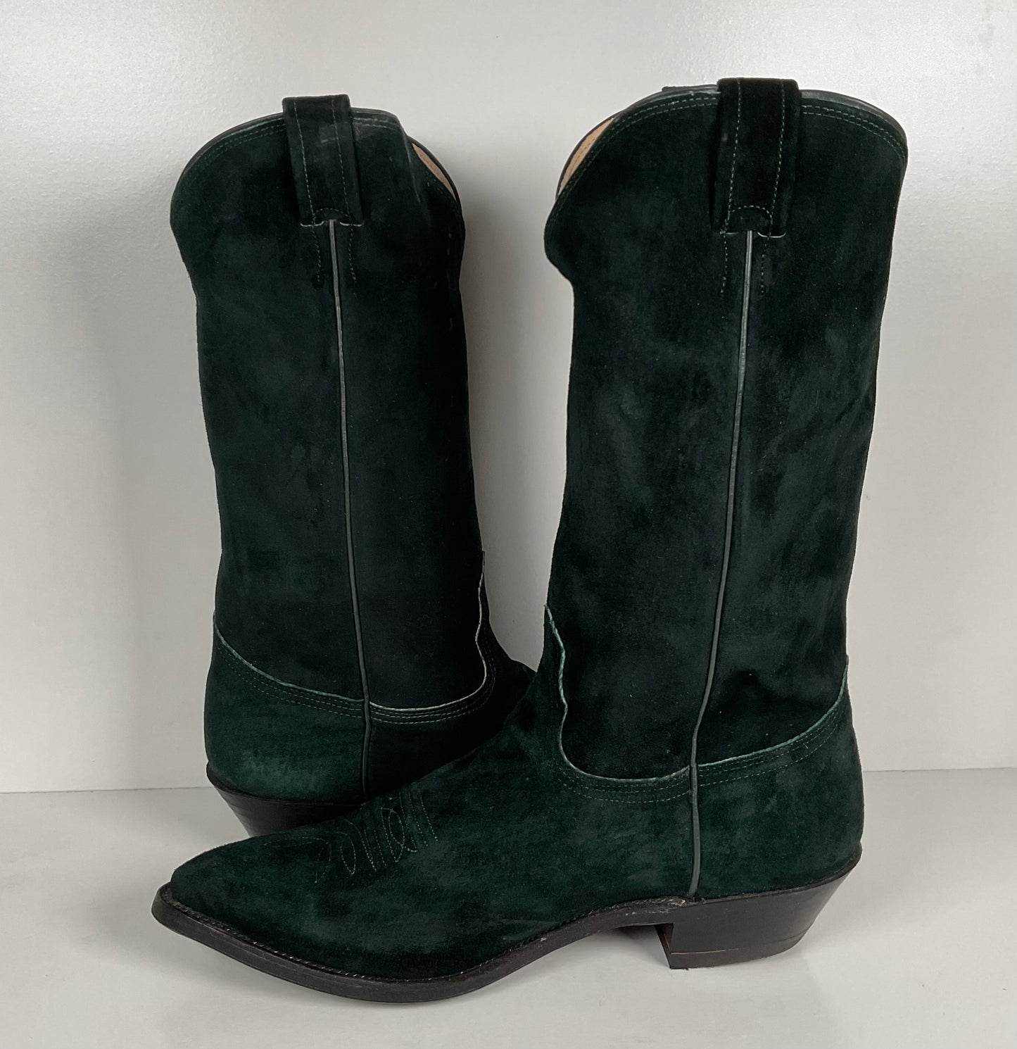 Vintage Nocona Wild Boar Cowboy Boots | Pig Skin Suede | Emerald Green | Men’s 11 E