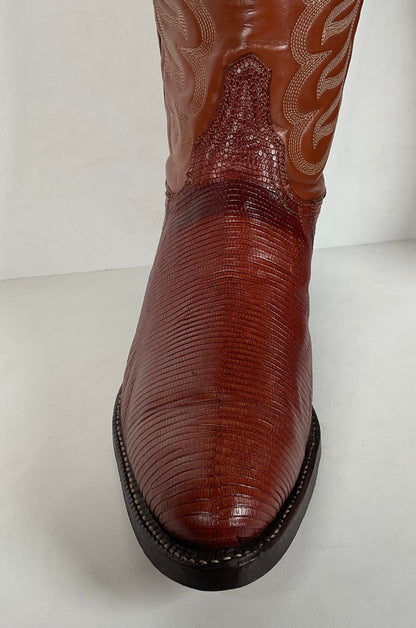 Vintage Tony Lama Teju Lizard Cowboy Boots | Gold Label | Narrow | Men’s 9.5 B