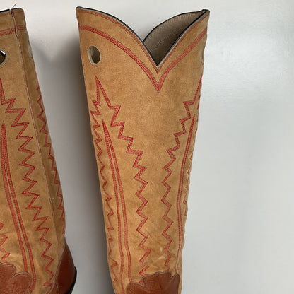 Custom Buckaroo Cowboy Boots | Tall Top | Rough Out Suede Shaft | Men’s 11