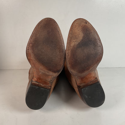 Vintage M.L. Leddy Full Ostrich Quill Cowboy Boots Custom Thrashed