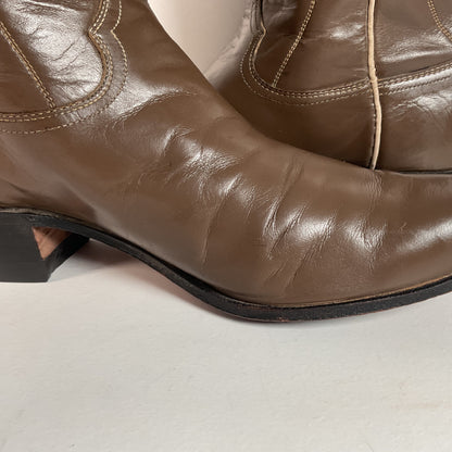 Vintage Justin Cowgirl Boots | Taupe | 1960s-1970s | USA Made | 7.5 B
