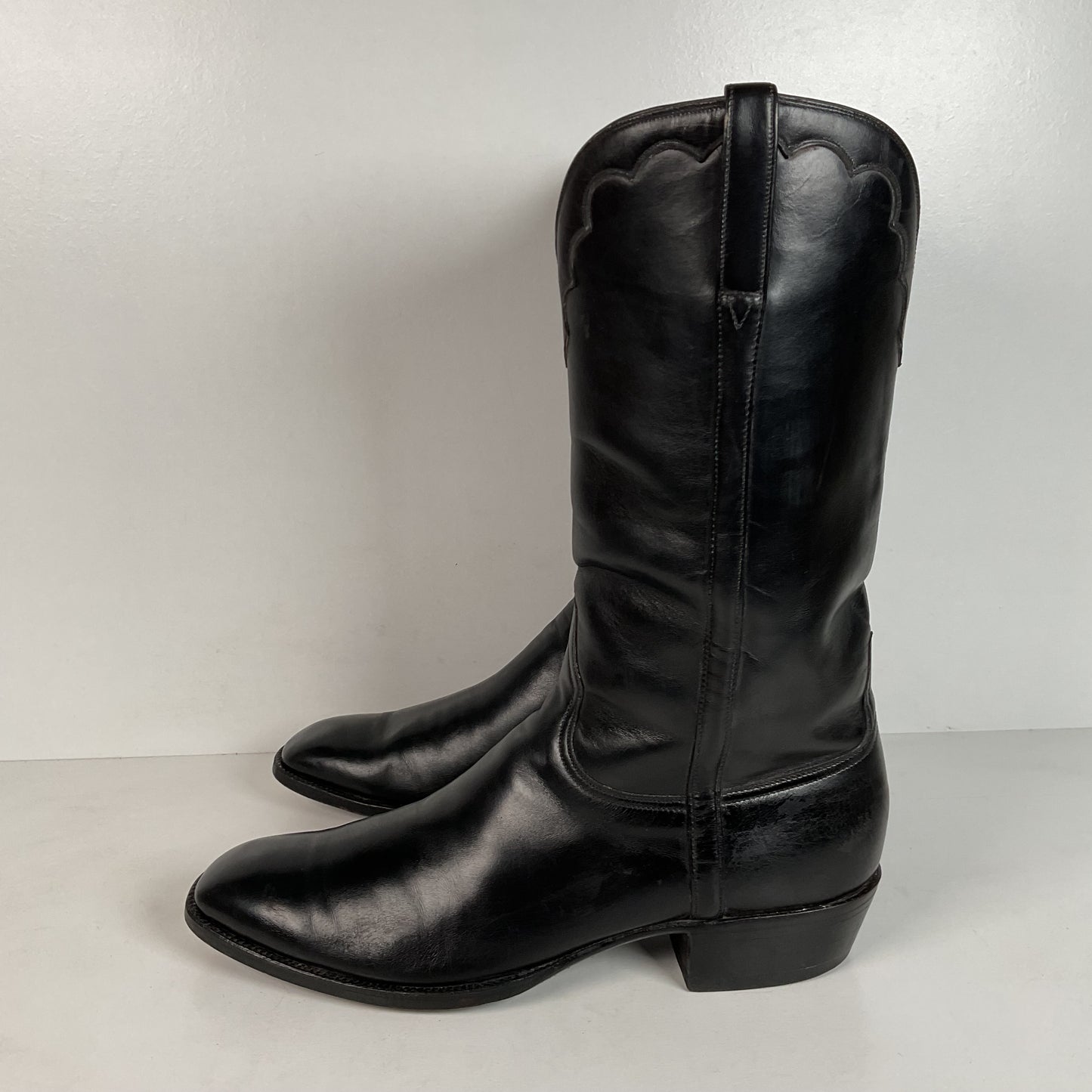 Vintage Lucchese French Toe Cowboy Boots | Black Calf | USA Made | Men’s 11 C