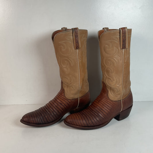 Vintage Lucchese San Antonio Lizard Teju Cowboy Boots 9.5 B