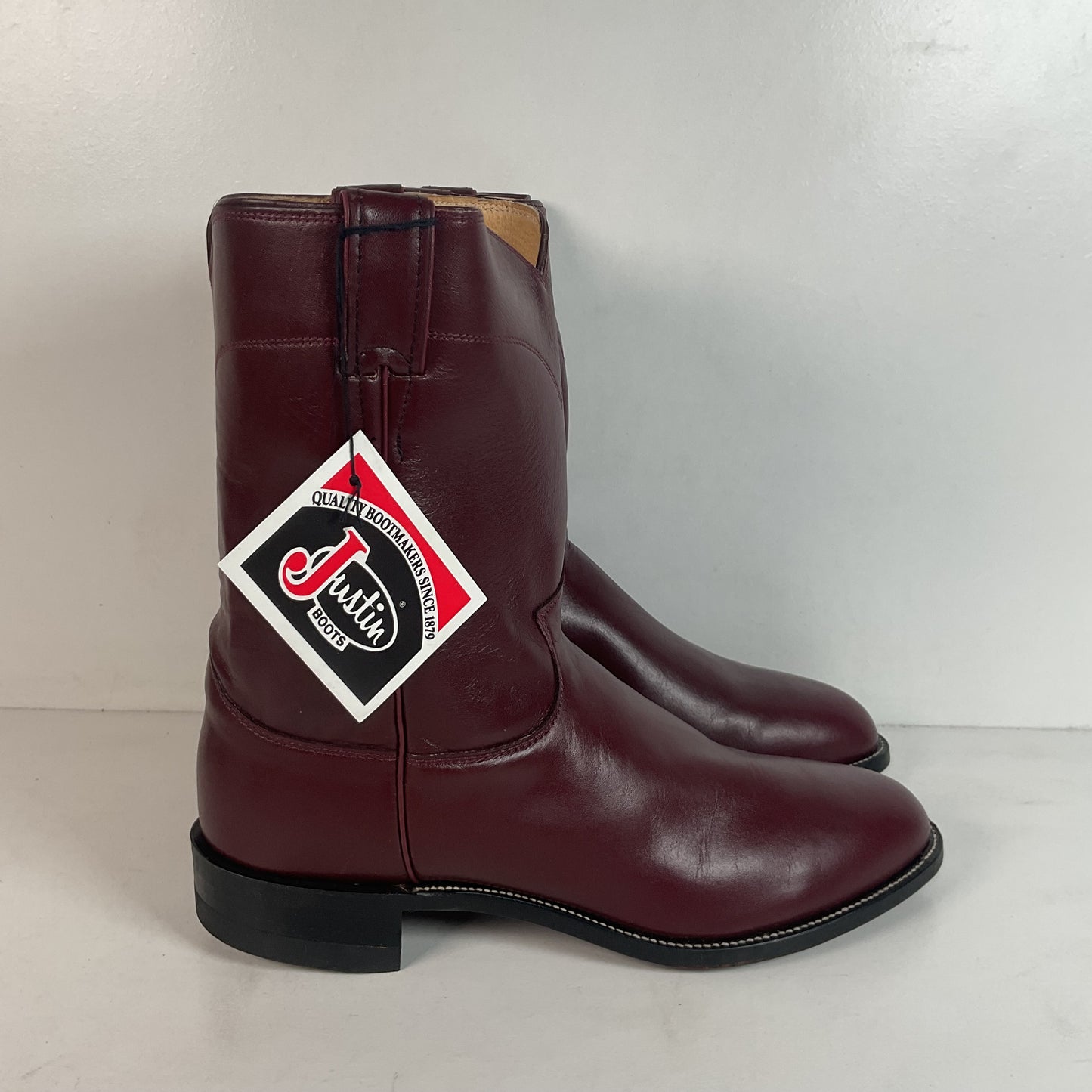 Justin Burgundy Calf Roper Boots 13 D USA Made