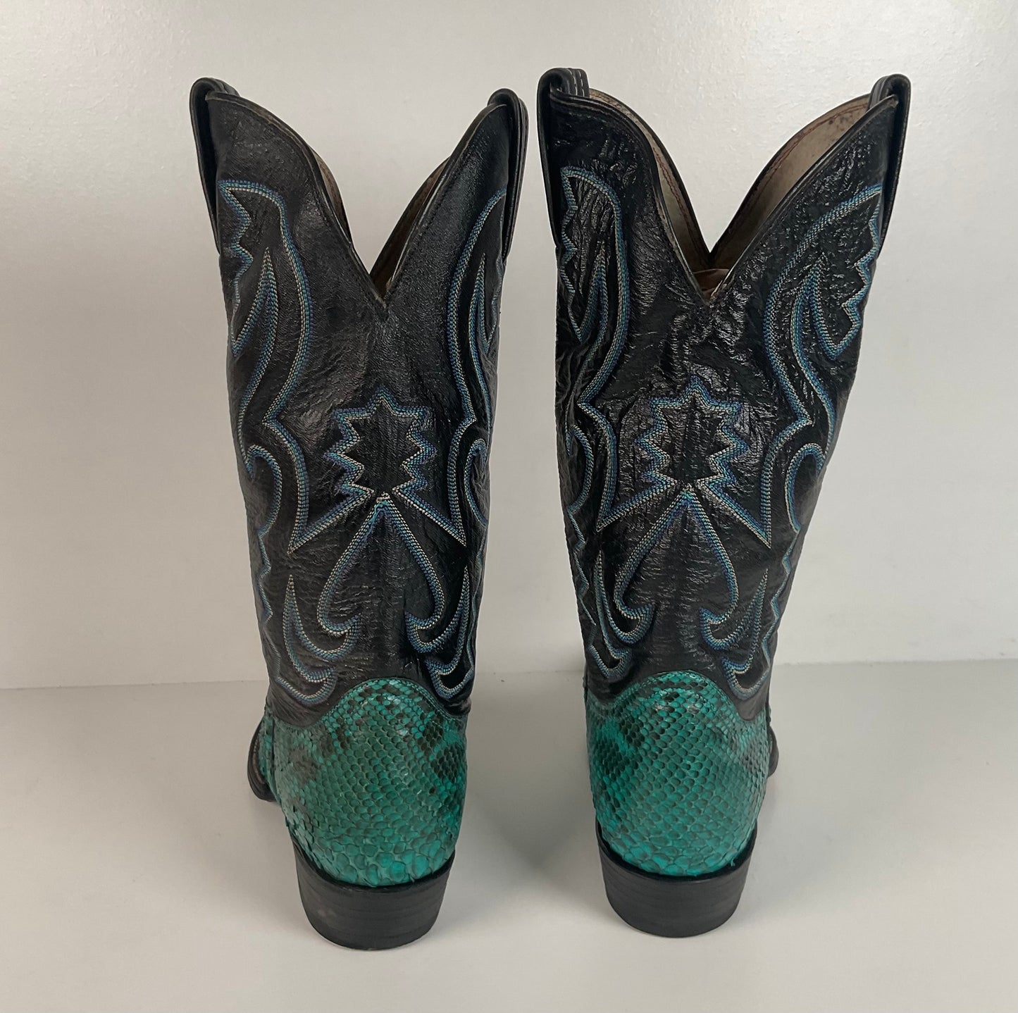 Python Snakeskin Cowboy Boots | Front Cut | Turquoise | Men’s 7.5 | Women’s 8.5