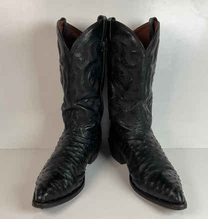 Tony Lama Full Ostrich Quill Cowboy Boots 13 D USA Made Exotic