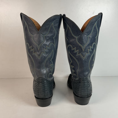 Vintage Nocona Dark Blue Python Snakeskin Cowboy Boots 12 D USA Made