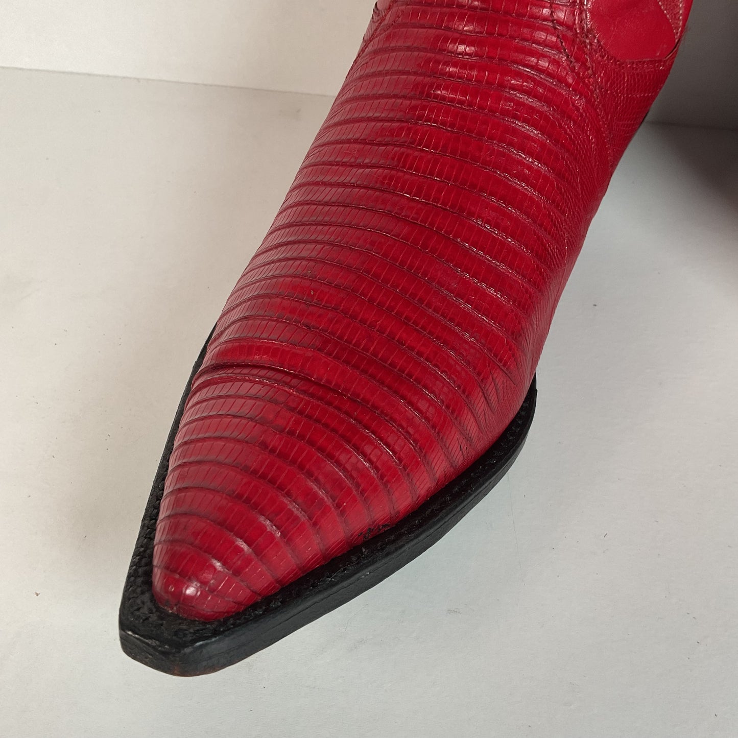 Vintage Panhandle Slim Teju Lizard Cowgirl Boots | Ruby Red | Women’s 7.5 B