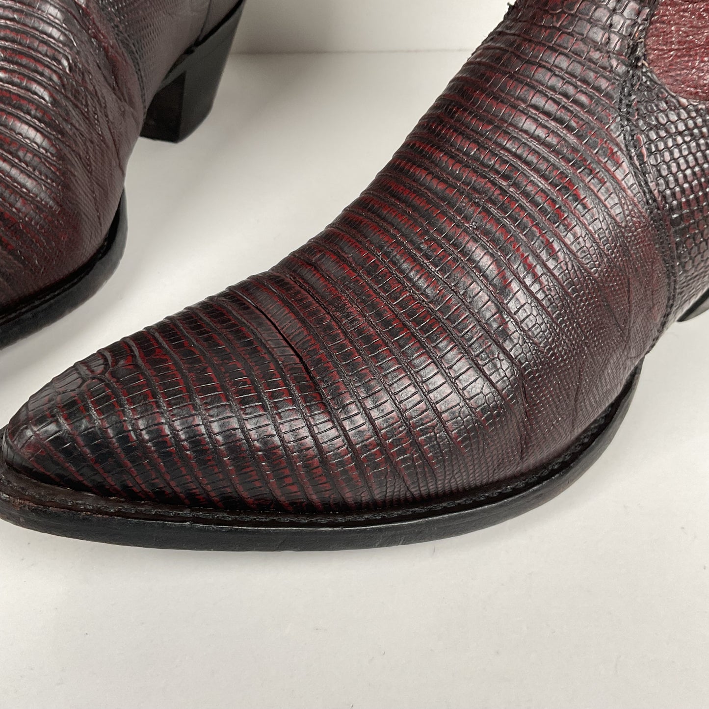 Vintage Tony Lama Teju Lizard Buckaroo Boots | Burgundy | Women’s 9 B