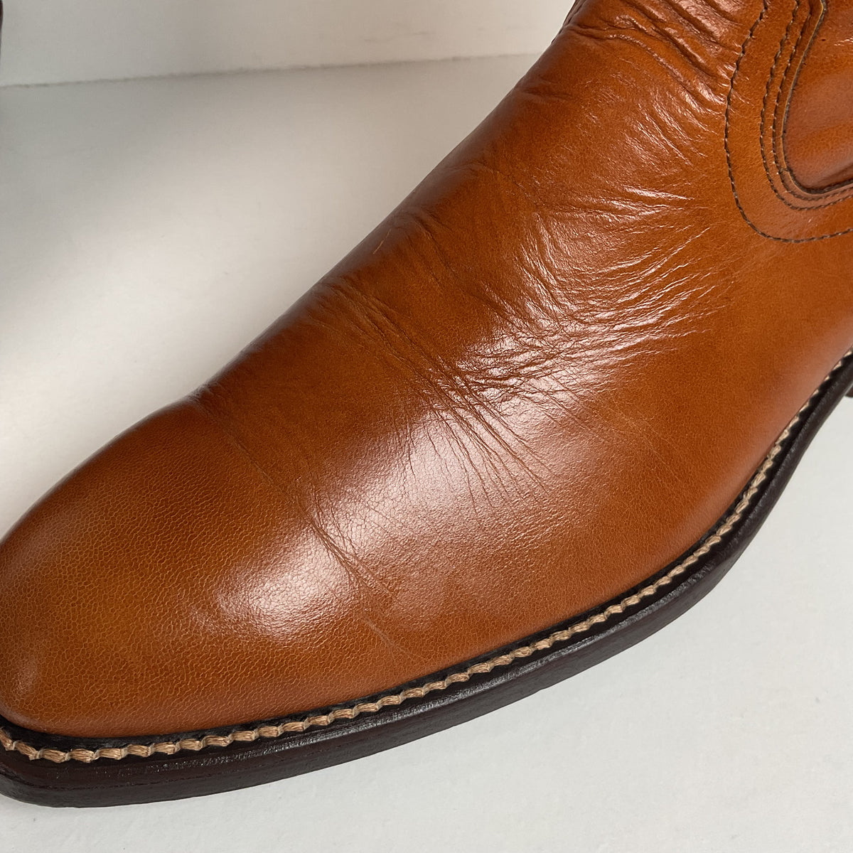 Vintage Frye Cowboy Boots | Burnished Brown Calf | French Toe | Men’s 10.5 D