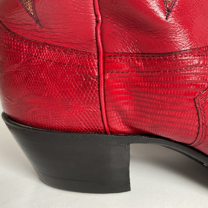 Vintage Justin Teju Lizard Cowboy Boots | USA Made | Ruby Red | Men’s 10.5 D