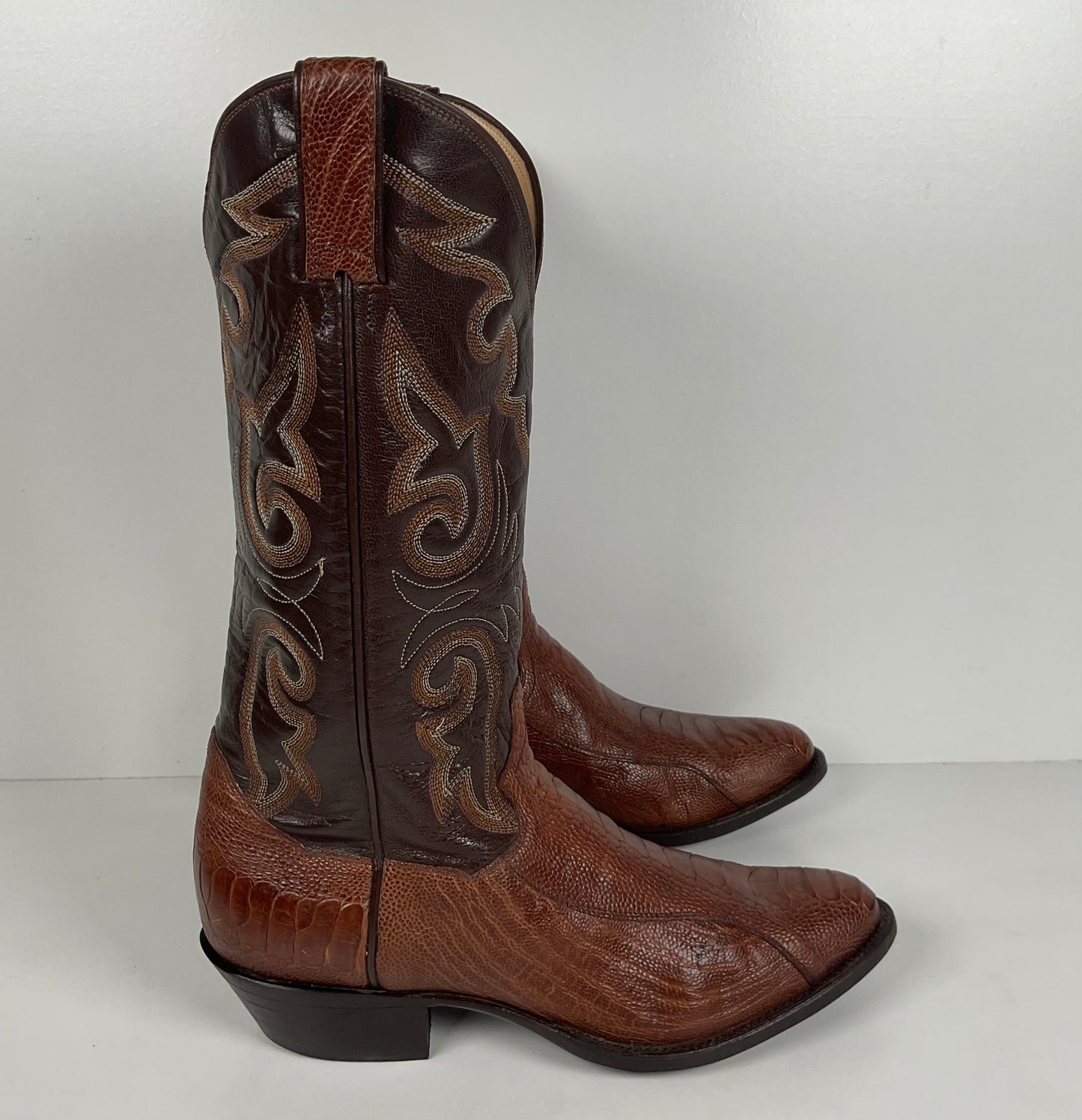 Vintage Panhandle Slim Cowboy Boots | Ostrich Leg & Smooth | Set of (2) | 8 D
