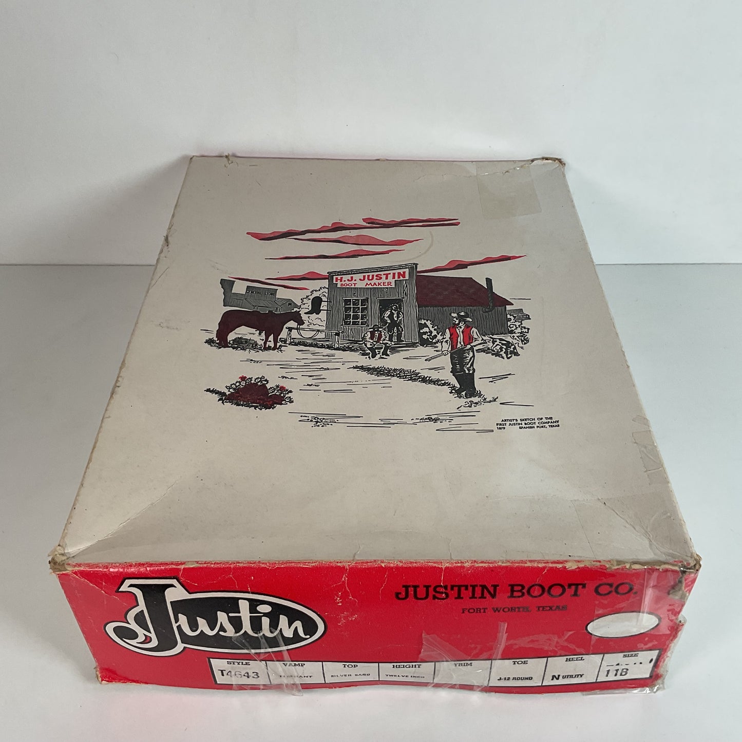 Vintage 1960s Justin Exotic Elephant Cowboy Boots 11 B Old White Label