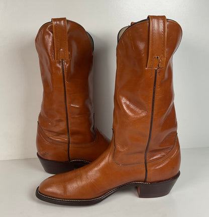 Vintage Frye Cowboy Boots | Burnished Brown Calf | French Toe | Men’s 10.5 D