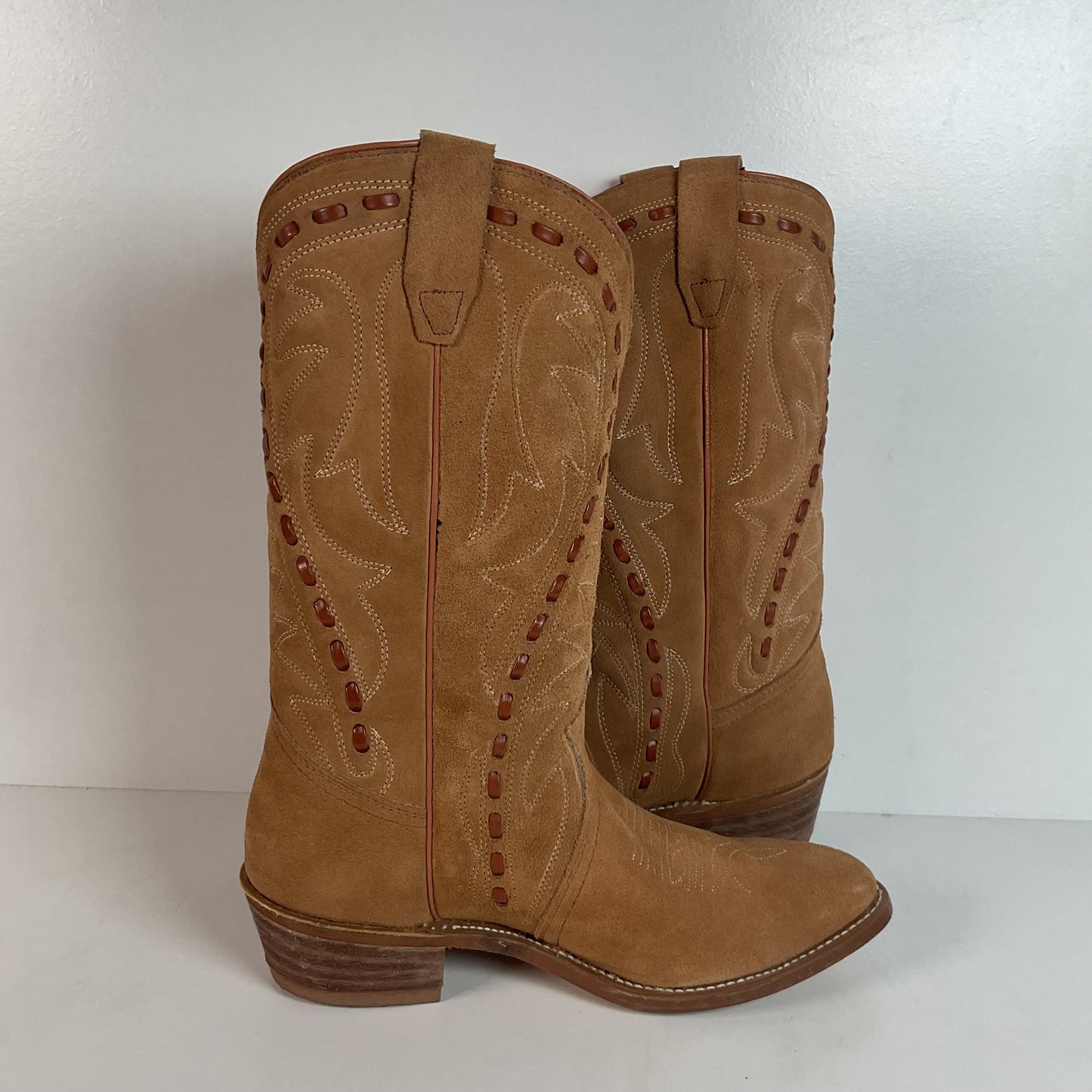 Vintage Sears Suede Cowboy Boots | Rough Out | Buck Stitch | USA Made | 9 D