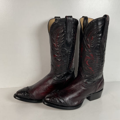 Corral Smooth Ostrich Cowboy Boots | Black Cherry | Men’s 6 EE | Women’s 7