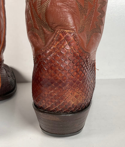 Tony Lama Anaconda Cowboy Boots | Exotic Snakeskin | Thrashed | Gold Label | 9.5