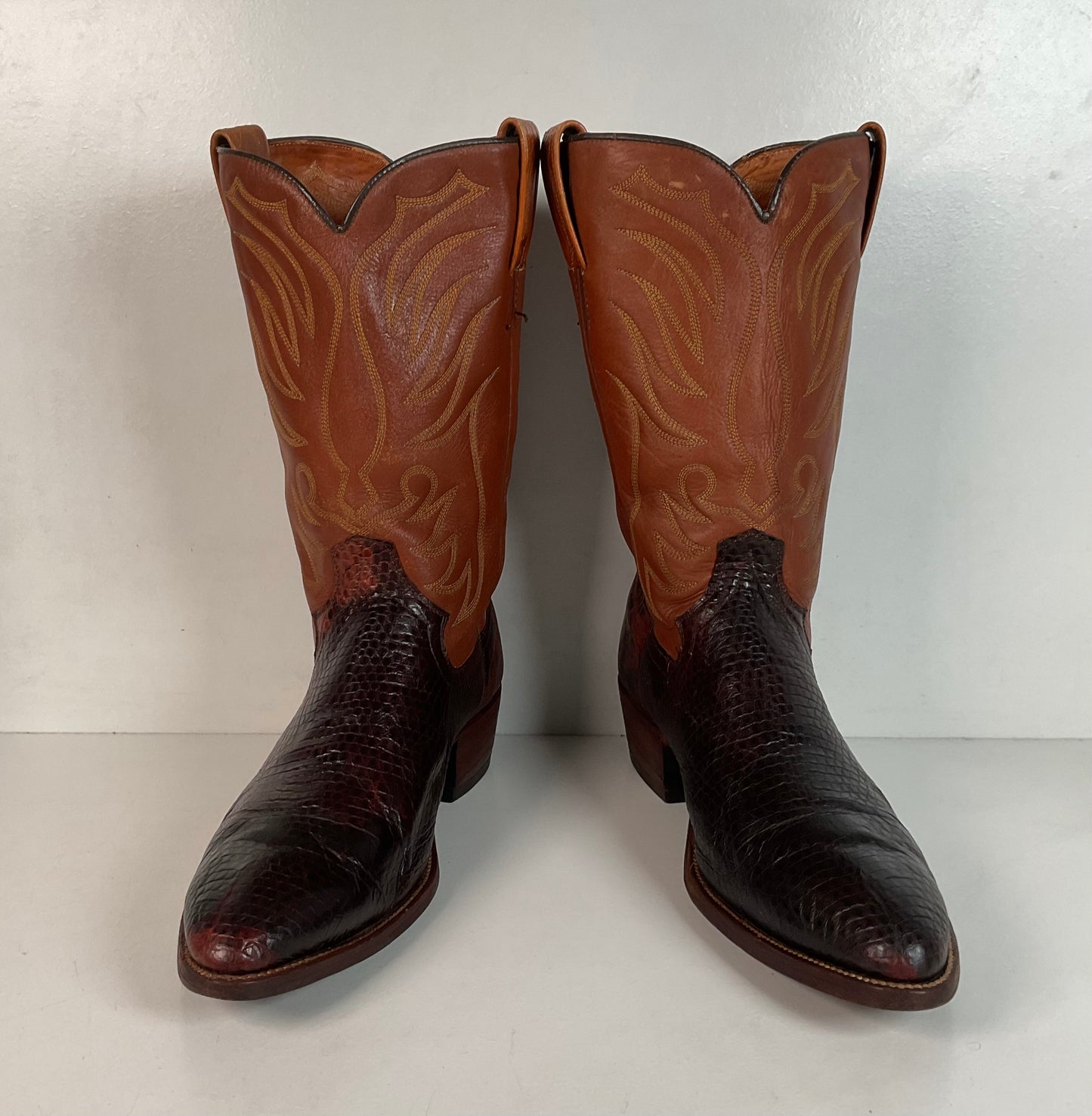 Vintage W.B. Masterson Wrangler Cowboy Boots 12 B (Narrow) Dress Lizard Cut