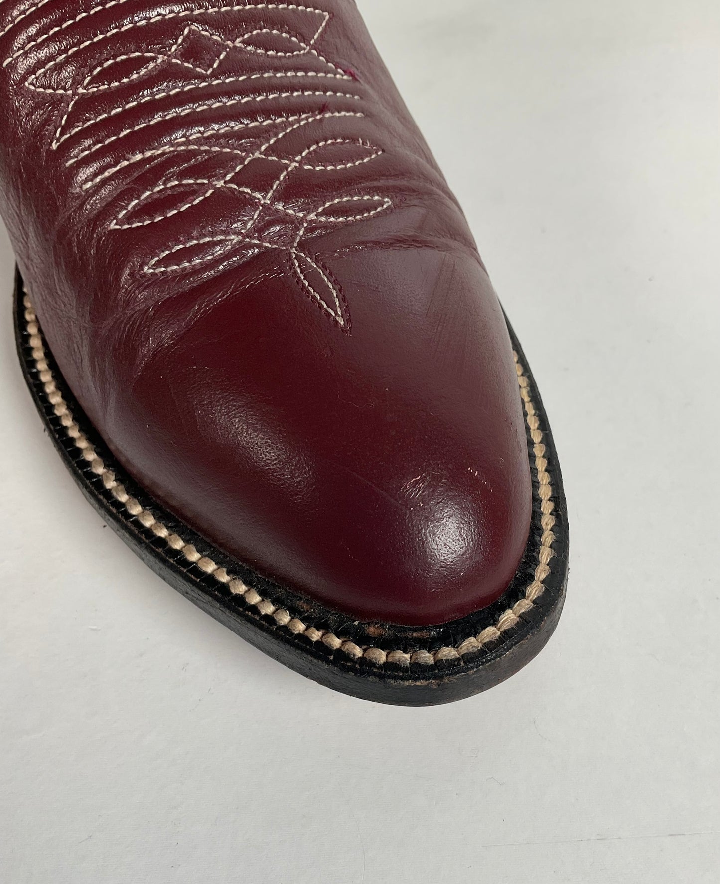Vintage Hondo 18” Burgundy Cowgirl Boots 6.5 A Stitched