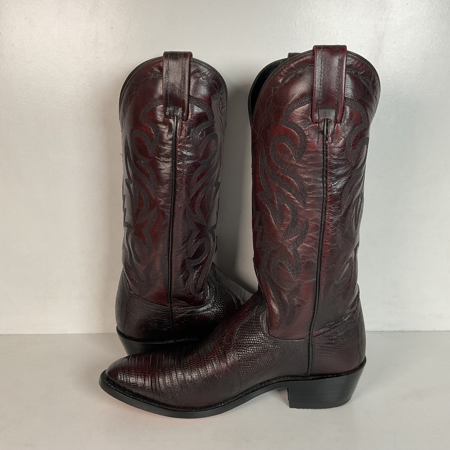 Dan Post Black Cherry Teju Lizard Cowboy Boots 8 D