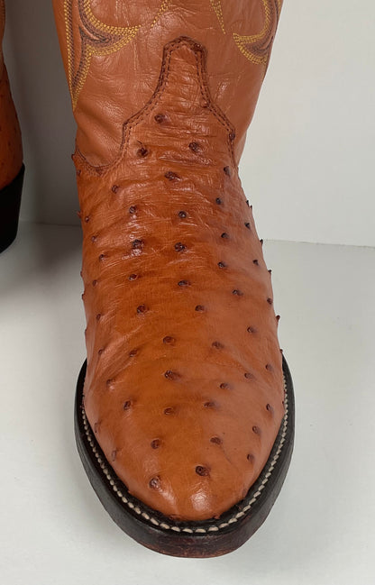 Justin Full Ostrich Quill Cowboy Boots | Exotic | USA Made | Men’s 10 D
