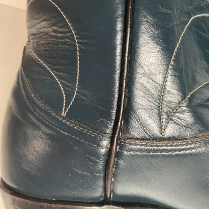 Vintage Tony Lama Navy Blue Cowgirl Boots 6 A Lizard Wingtip