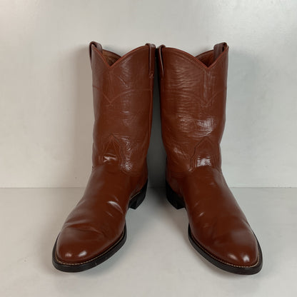 Vintage Nocona Brown Leather Roper Boots 8.5 E USA Made Western 60s 70s