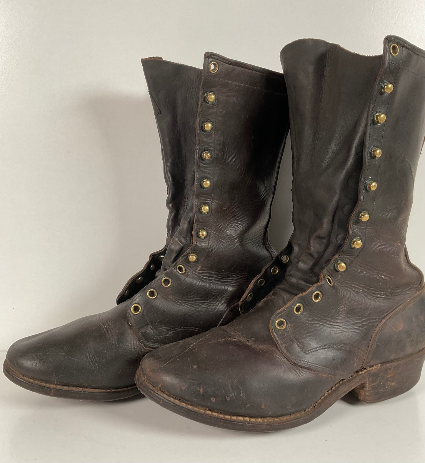 Vintage 1950s Montgomery Ward Pole Climber Boots 8.5 E Spiked Smokejumper USA