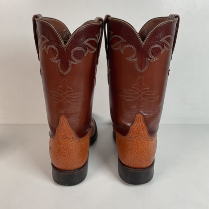 Vintage Lucchese Handmade Smooth Ostrich Cowgirl Roper Boots 7 B 1990s