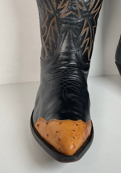 Vintage Nocona Wingtip Cowboy Boots | Exotic Ostrich Quill | Men’s 11 D