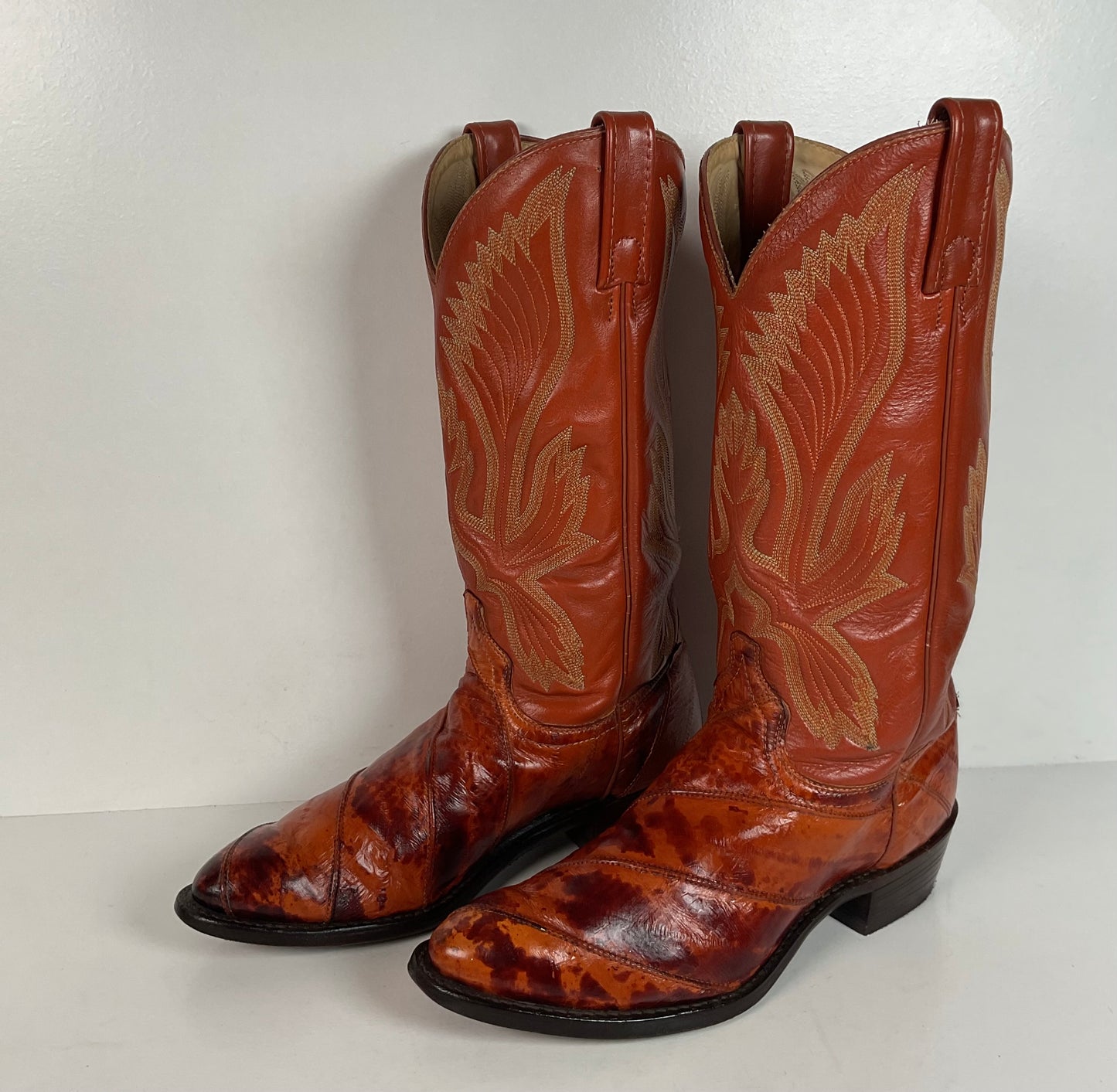 Vintage J. Chisholm Eel Skin Cowboy Boots | Exotic | USA Made | Men’s 8.5 D