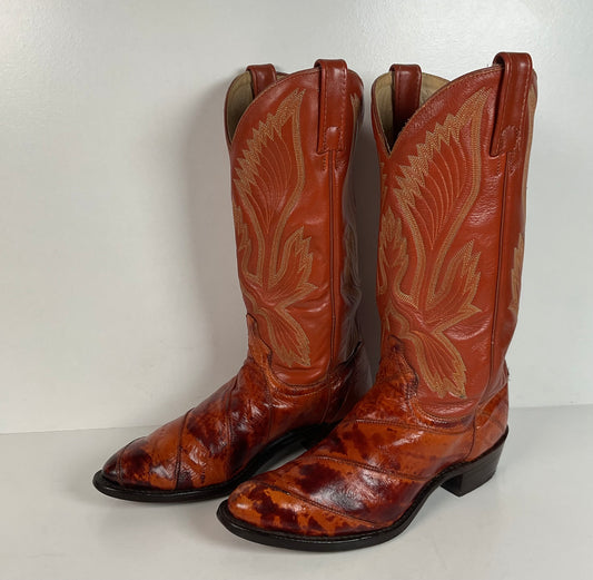 Vintage J. Chisholm Eel Skin Cowboy Boots | Exotic | USA Made | Men’s 8.5 D