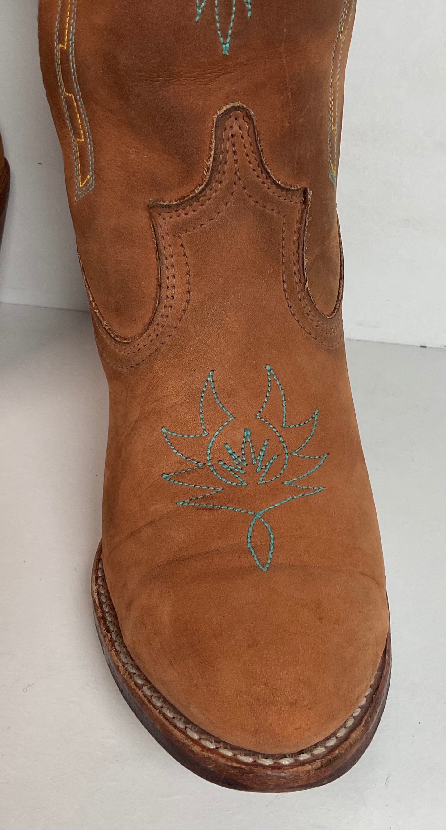 Vintage Dingo Acme Nubuck Suede Cowgirl Boots 8 M Dream Catcher Stitching