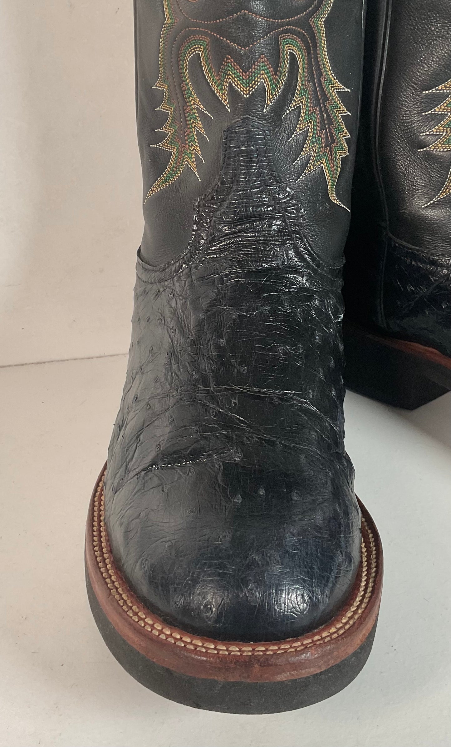 Tony Lama Ostrich Roper Boots | Crepe Sole | USA Made | Men’s 10 D