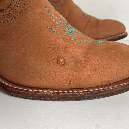 Vintage Dingo Acme Nubuck Suede Cowgirl Boots 8 M Dream Catcher Stitching