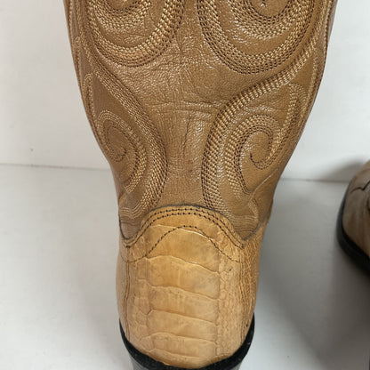 Dan Post Blonde Ostrich Leg Cowboy Boots 9 D Exotic