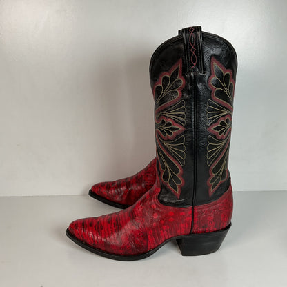 Vintage Tony Lama Natural Teju Lizard Cowboy Boots 9 D Gold Label