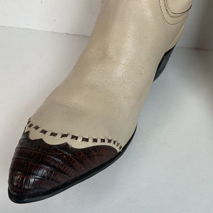 Vintage 1960s Cowtown Lizard Wingtip Cowboy Boots Men’s 8.5 A | Women’s 10