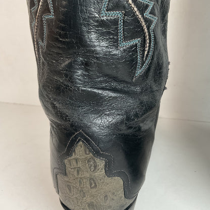 Vintage Larry Mahan Hornback Lizard Cowboy Boots 9.5 D Triad Thrashed HBL