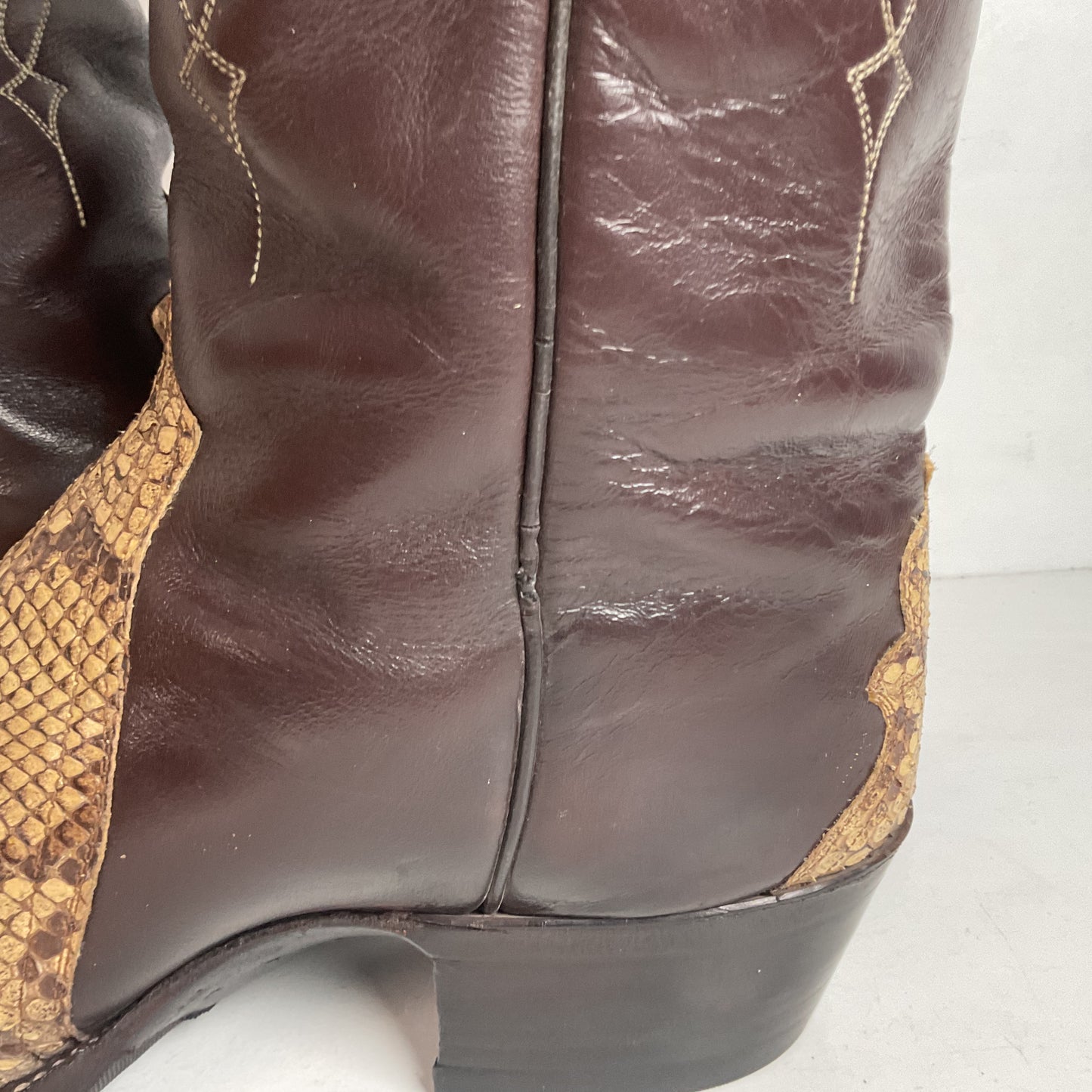Vintage Justin Front Cut Python Cowboy Boots | USA Made | Triad Snakeskin | Men’s 9.5 D