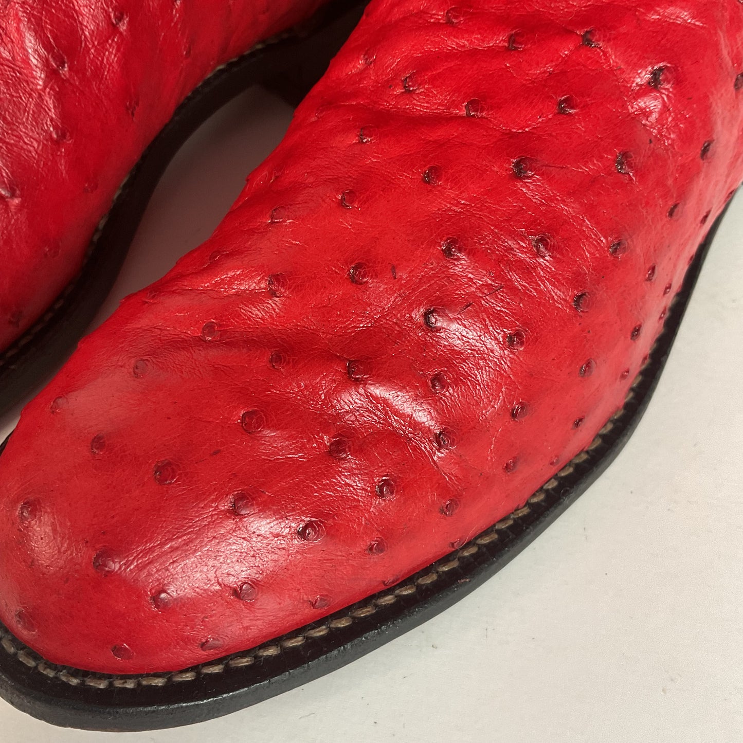 Justin Women’s Ostrich Quill Roper Boots 7 B USA Made Exotic Ruby Red