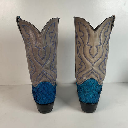 Custom Blue Sea Bass Cowboy Boots Men’s 7.5 | Women’s 8.5 Exotic