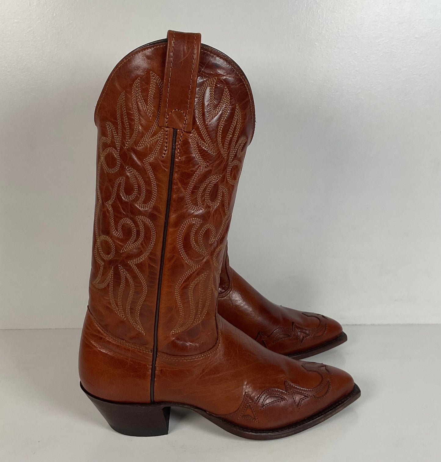 Vintage J. Chisholm Cowgirl Boots | Wingtip | USA made | Brown | Women’s 6.5