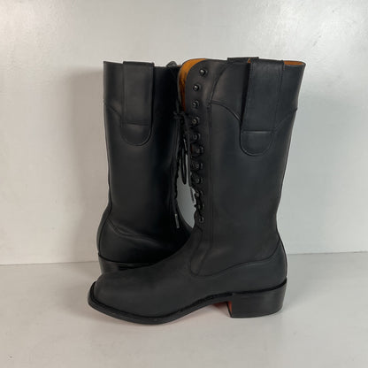 Custom Black Oiled Lace Up Boots Men’s 8 Narrow | Women’s 9 Victorian