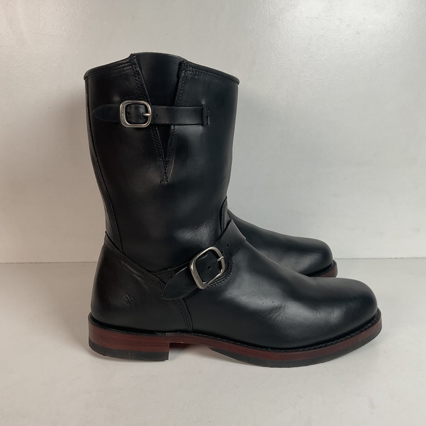 Frye John Addison Engineer Boots 11.5 M USA Made Black Calf